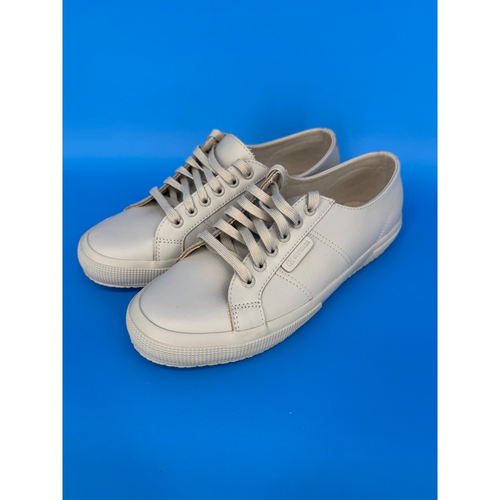 Superga 2750 Cotu Leather Sneakers Mens 8.5 Womens 10 Light Grey S001550 Low Top